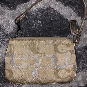 Authentic Coach Gold and Silver Poppy Wristlet